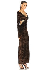 Nanushka Zanee Dress in Dark Brown, view 3, click to view large image.