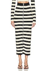 Nanushka Nima Midi Skirt in Creme & Off Black Stripe, view 1, click to view large image.