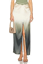 Nanushka Lianne Midi Skirt in Moss Gradient, view 1, click to view large image.