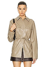 Nanushka Karline Shirt in Ashy Taupe, view 1, click to view large image.