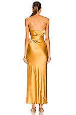 NICHOLAS Simone Cowl Neck Gown in Desert, view 3, click to view large image.