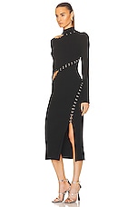 NICHOLAS Saba Midi Dress in Black, view 3, click to view large image.