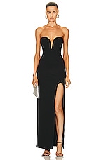 NICHOLAS Tena Deep V Sweetheart Gown in Black, view 1, click to view large image.