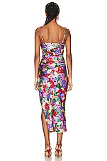 NICHOLAS Skyler Draped Midi Dress in Cabra Print, view 3, click to view large image.