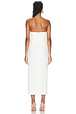 NICHOLAS Adiba Strapless Round Edge Midi Dress in Off White, view 3, click to view large image.