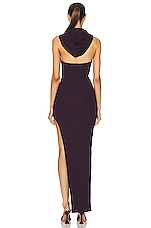 NICHOLAS Charmaine Hooded Gown in Blackberry, view 5, click to view large image.