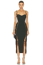 NICHOLAS Palmer Sleeveless Lace Up Gown in Dark Olive, view 1, click to view large image.