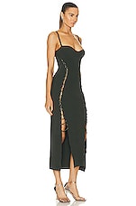 NICHOLAS Palmer Sleeveless Lace Up Gown in Dark Olive, view 2, click to view large image.