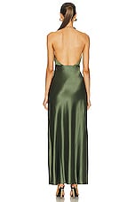 NICHOLAS Edyth Keyhole Necklace Gown in Dark Olive, view 3, click to view large image.
