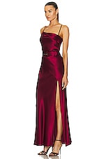 NICHOLAS Belira Cowl Neck Gown in Sangria, view 3, click to view large image.