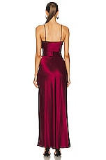 NICHOLAS Belira Cowl Neck Gown in Sangria, view 4, click to view large image.