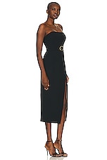 NICHOLAS Charlie Strapless Midi Dress in Black, view 2, click to view large image.