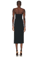 NICHOLAS Charlie Strapless Midi Dress in Black, view 3, click to view large image.