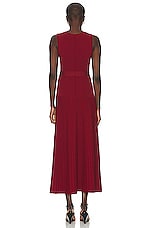 NICHOLAS Madison Pintuck Pleating Slider Belt Midi Dress in Pinot, view 3, click to view large image.