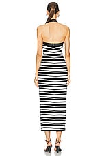NICHOLAS Jane Contrast Square Neck Midi Dress in Solid Black & Milk, view 3, click to view large image.