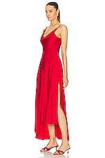 NICHOLAS Elsie Ruffle Slit Gown in Scarlet, view 4, click to view large image.