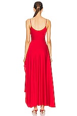 NICHOLAS Elsie Ruffle Slit Gown in Scarlet, view 5, click to view large image.