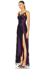 NICHOLAS Sage Lace Trim Slip Dress in Boysenberry, view 3, click to view large image.