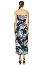 NICHOLAS Morgan Strapless Seamed Midi Dress in Antique Floral Black, view 3, click to view large image.