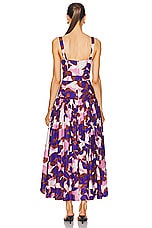 NICHOLAS Drenica Drop Waist Corset Midi Dress in Rose Blur Print, view 3, click to view large image.