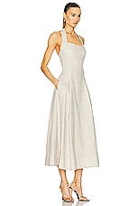 NICHOLAS Seraphina Halter Midi Dress in Oat, view 2, click to view large image.