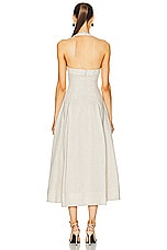 NICHOLAS Seraphina Halter Midi Dress in Oat, view 3, click to view large image.