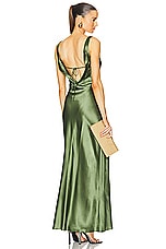 NICHOLAS Alfina Double Cowl Gown in Dark Olive, view 1, click to view large image.