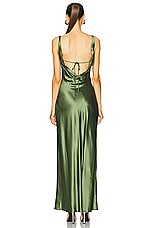 NICHOLAS Alfina Double Cowl Gown in Dark Olive, view 5, click to view large image.