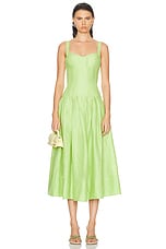 NICHOLAS Makenna Drop Waist Corset Midi Dress in Lime, view 1, click to view large image.