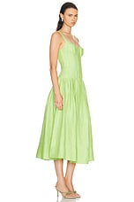 NICHOLAS Makenna Drop Waist Corset Midi Dress in Lime, view 2, click to view large image.