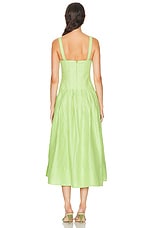 NICHOLAS Makenna Drop Waist Corset Midi Dress in Lime, view 3, click to view large image.
