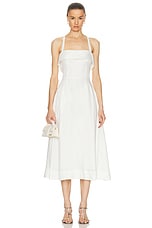 NICHOLAS Carmelia Banded Corset Midi Dress in Milk, view 1, click to view large image.