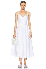 NICHOLAS Becker Princess Waist Midi Dress in White, view 1, click to view large image.