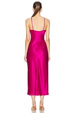 NICHOLAS Lennon Asymmetrical Cowl Midi Dress in Magenta, view 4, click to view large image.