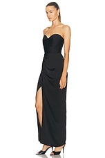 NICHOLAS Amelia Drape Bodice Maxi Dress in Black, view 3, click to view large image.