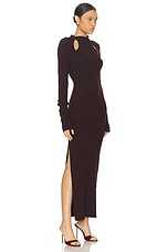 NICHOLAS Ellie Gold Bead Dress in Dark Plum, view 2, click to view large image.