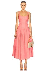 NICHOLAS Makenna Drop Waist Corset Midi Dress in Papaya | FWRD