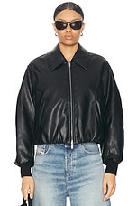 NICHOLAS Frida Vegan Leather Bomber Jacket in Black, view 1, click to view large image.