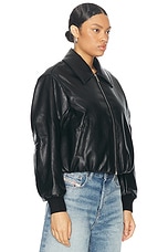 NICHOLAS Frida Vegan Leather Bomber Jacket in Black, view 2, click to view large image.