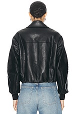 NICHOLAS Frida Vegan Leather Bomber Jacket in Black, view 3, click to view large image.