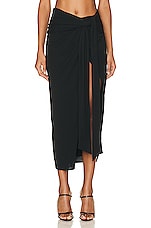 NICHOLAS Cena Draped Asymmetrical Skirt in Black, view 1, click to view large image.