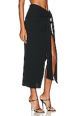 NICHOLAS Cena Draped Asymmetrical Skirt in Black, view 2, click to view large image.