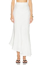 NICHOLAS Sapphira Bias Asymmetrical Seamed Maxi Skirt in Milk, view 1, click to view large image.