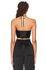 NICHOLAS Tash V Neck Ruched Cropped Top in Black, view 3, click to view large image.