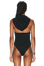 NICHOLAS Annalise Hooded Bodysuit in Black, view 4, click to view large image.