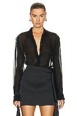 NICHOLAS Lada Clean Placket Top in Black, view 1, click to view large image.