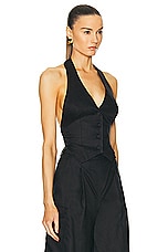 NICHOLAS Nia Halter Vest Top in Black, view 2, click to view large image.