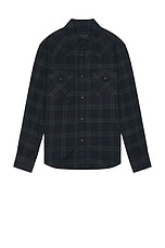 NILI LOTAN Travis Button Up in Green & Midnight Plaid, view 1, click to view large image.