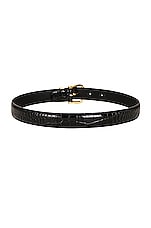 NILI LOTAN Louise Belt in Black & Shiny Brass Buckle, view 2, click to view large image.