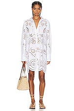 NILI LOTAN Mathilde Embroidered Poplin Dress in WHITE, view 1, click to view large image.